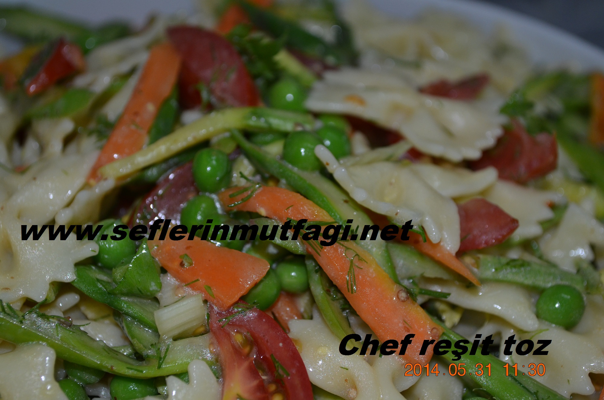 Sebzeli makarna salatası